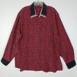 Gerlin Italy Shirt Printed 100% Silk Geometric Colorful Luxury size 44 / 17.5